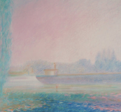 Claude MANOUKIAN : La péniche - Lithographie (détail)