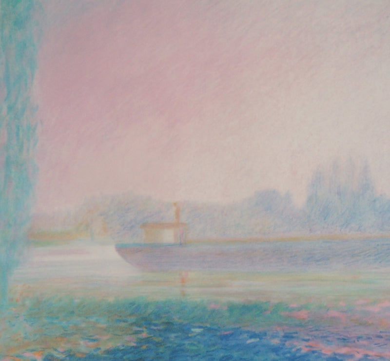 Claude MANOUKIAN : La péniche - Lithographie (détail)