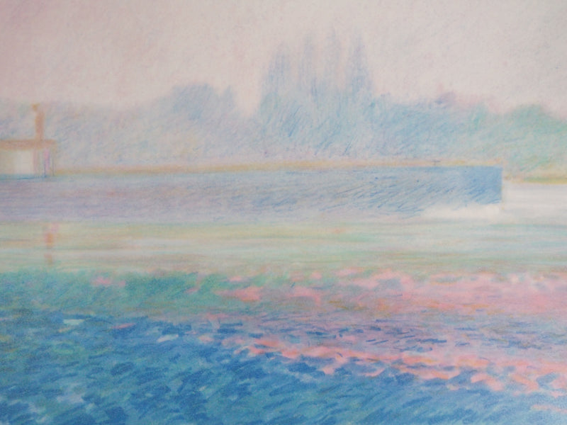 Claude MANOUKIAN : La péniche - Lithographie (détail)