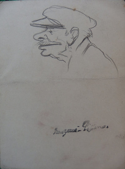 Georges MANZANA-PISSARRO : Trois hommes de profil - Dessin