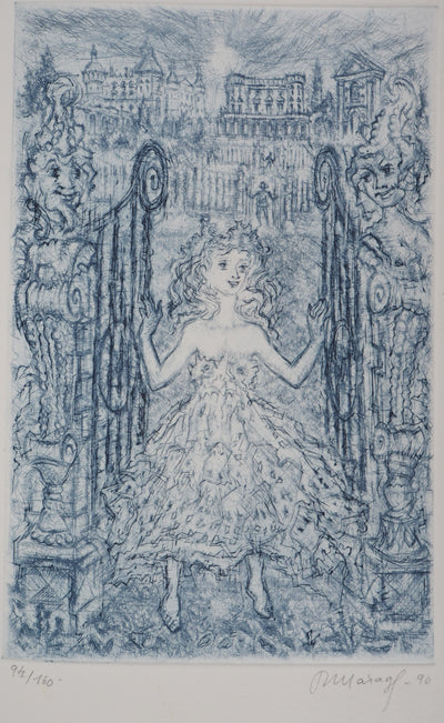 Roger MARAGE : La petite fille en bleu, 1990 - Gravure