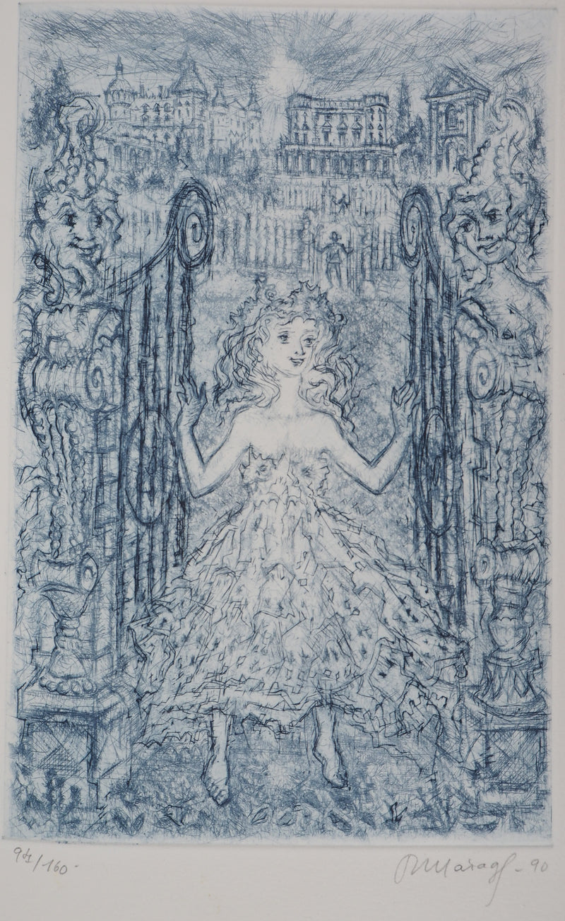 Roger MARAGE : La petite fille en bleu, 1990 - Gravure