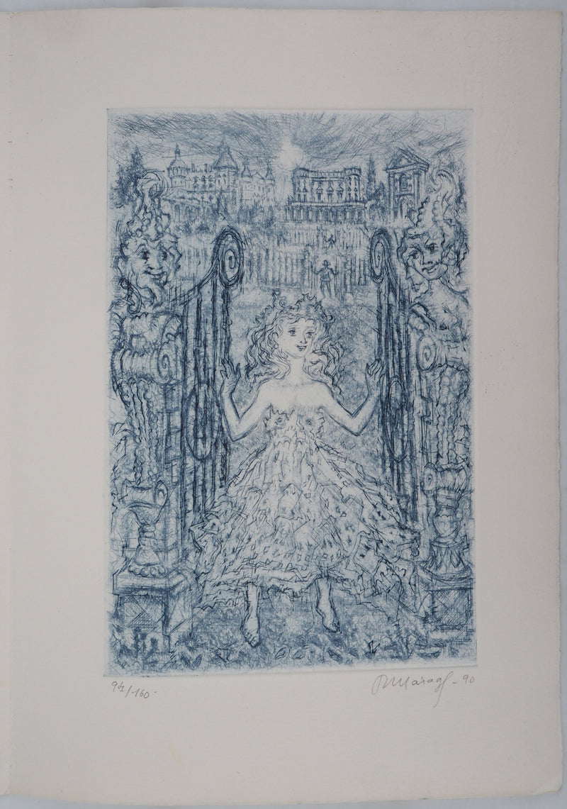 Roger MARAGE : La petite fille en bleu, 1990 - Gravure (détail)