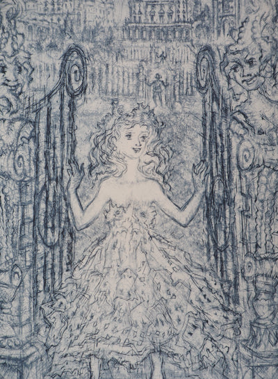Roger MARAGE : La petite fille en bleu, 1990 - Gravure (détail)
