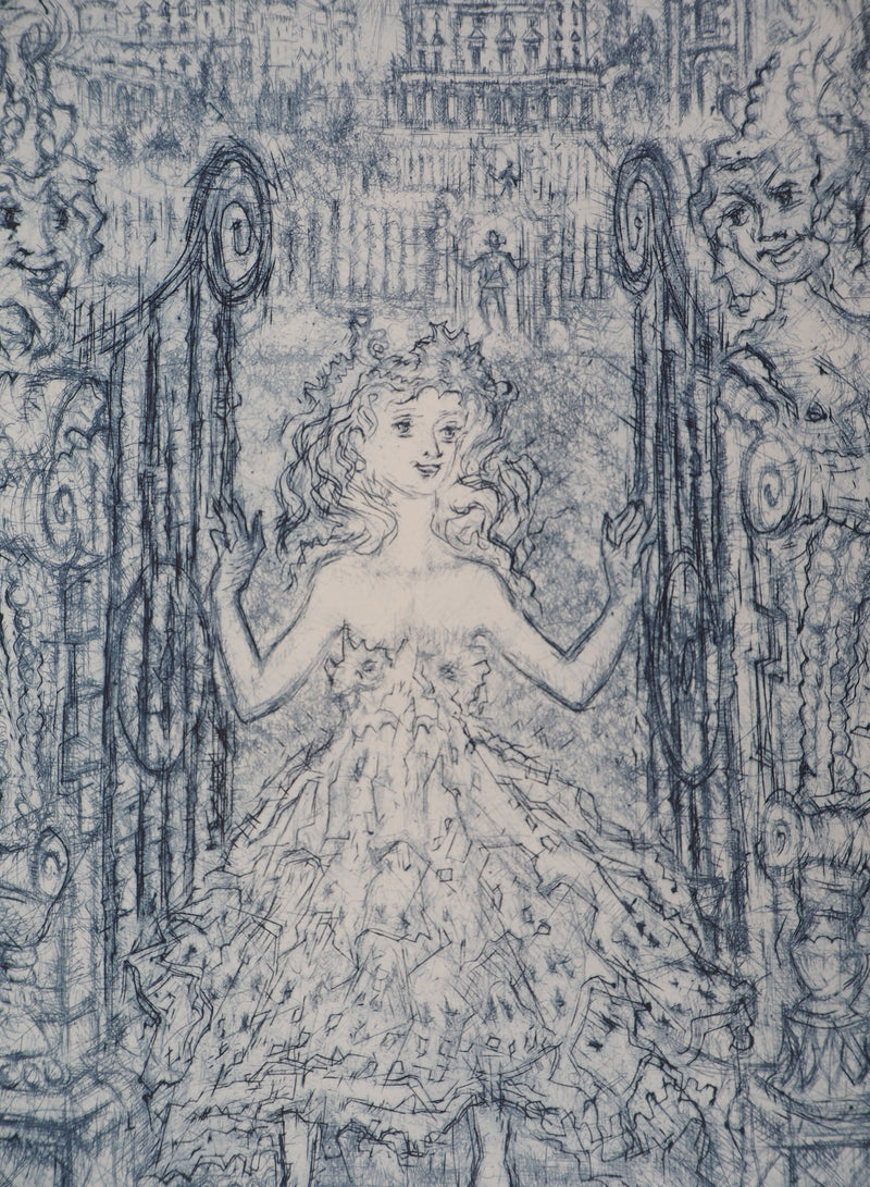 Roger MARAGE : La petite fille en bleu, 1990 - Gravure (détail)