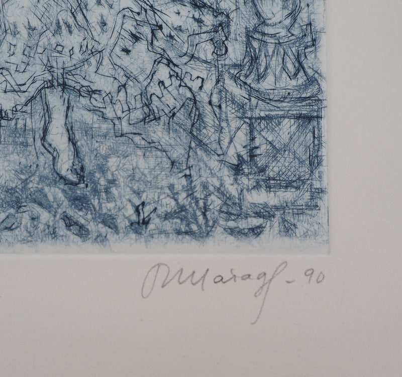 Roger MARAGE : La petite fille en bleu, 1990 - Gravure (détail)