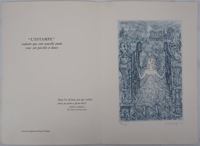 Roger MARAGE : La petite fille en bleu, 1990 - Gravure (détail)