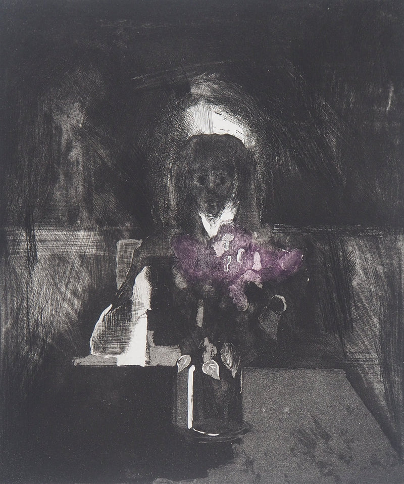 Bernard MARTELET : Portrait mystérieux - Gravure (détail)