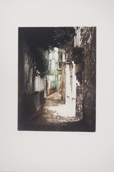 Bernard MARTELET : Rue de Séville  - Gravure (détail)