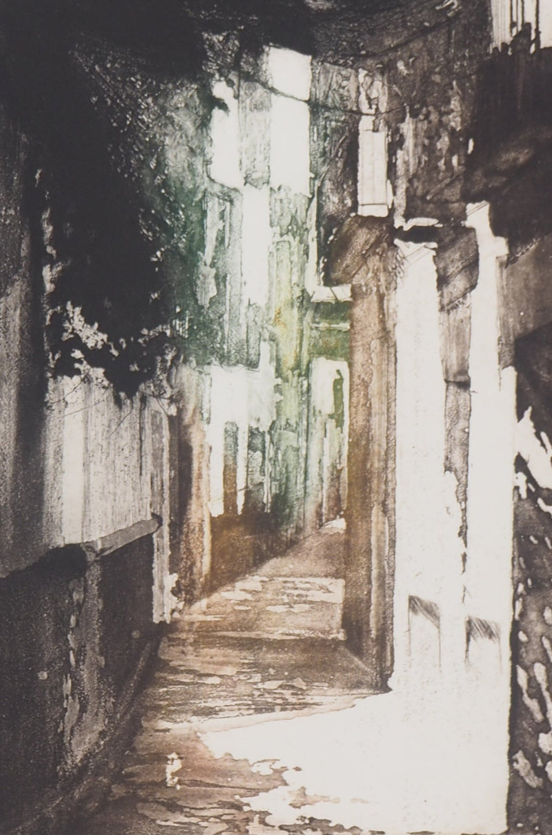 Bernard MARTELET : Rue de Séville  - Gravure (détail)