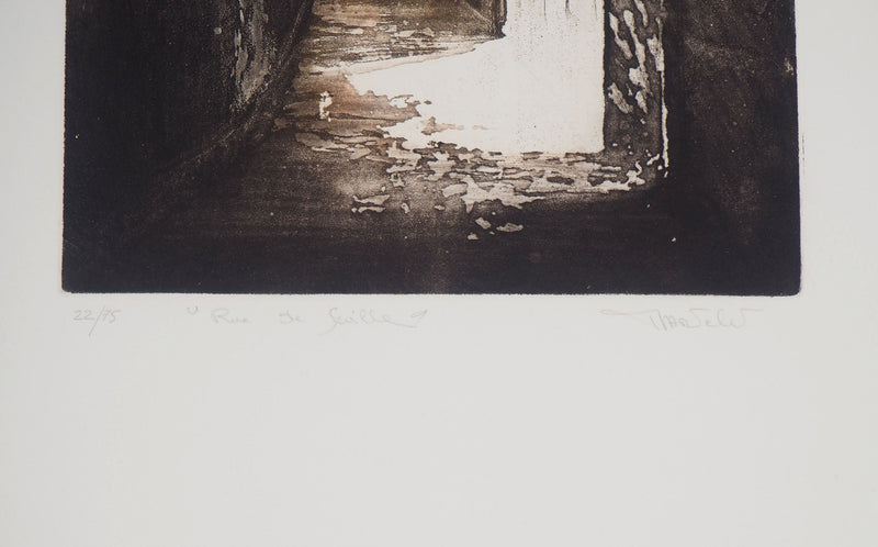Bernard MARTELET : Rue de Séville  - Gravure (détail)
