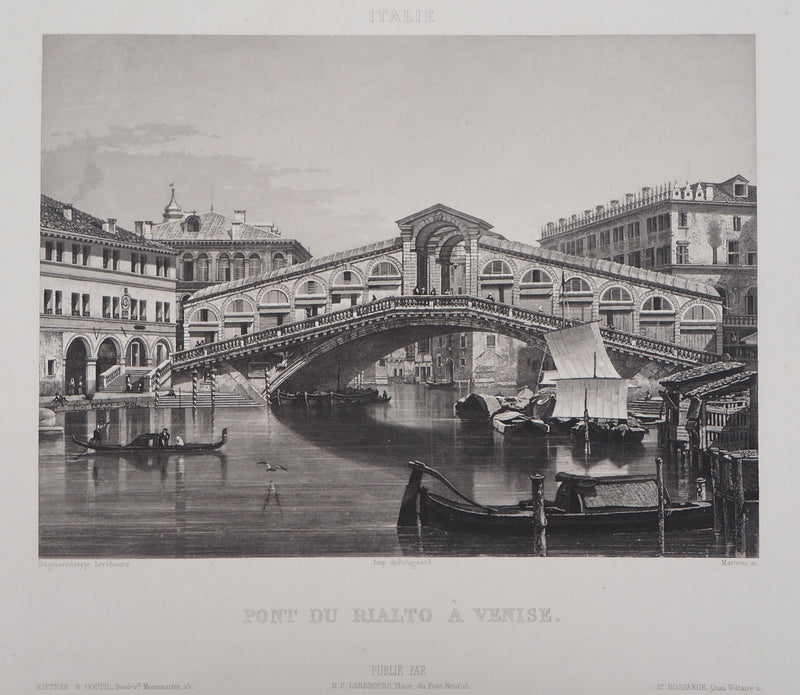 Frédéric MARTENS : Pont du Rialto à Venise - Gravure