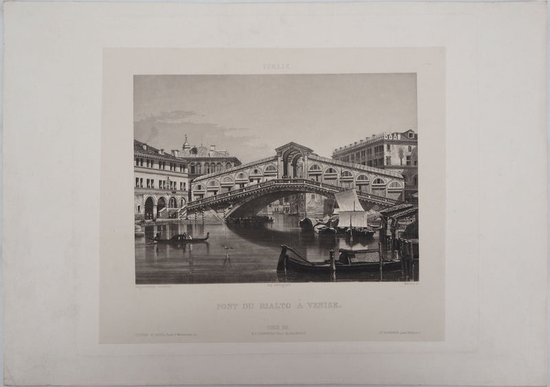 Frédéric MARTENS : Pont du Rialto à Venise - Gravure (détail)