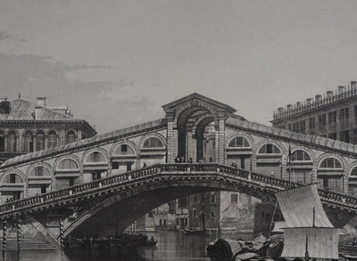 Frédéric MARTENS : Pont du Rialto à Venise - Gravure (détail)