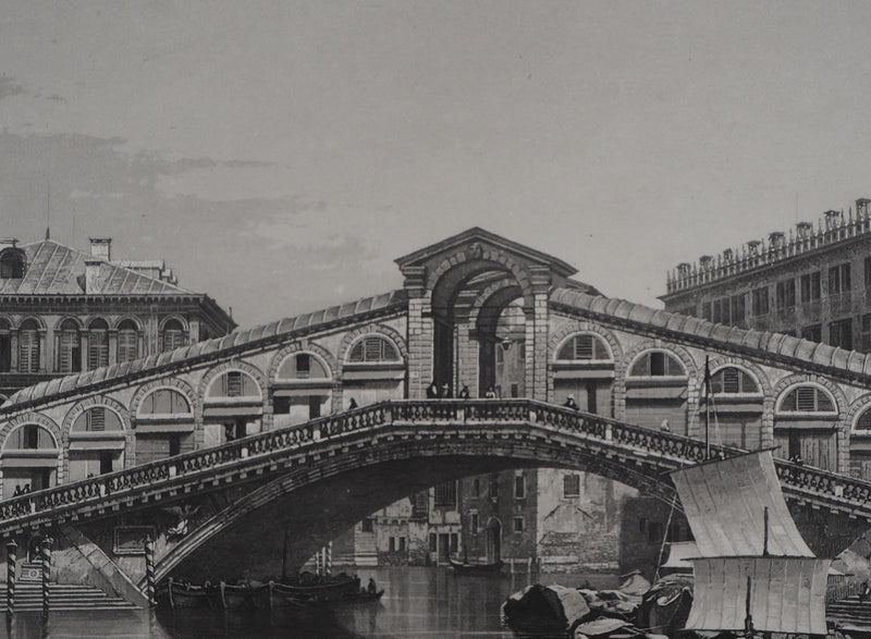 Frédéric MARTENS : Pont du Rialto à Venise - Gravure (détail)
