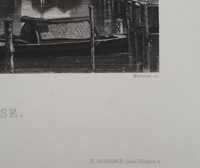 Frédéric MARTENS : Pont du Rialto à Venise - Gravure (détail)