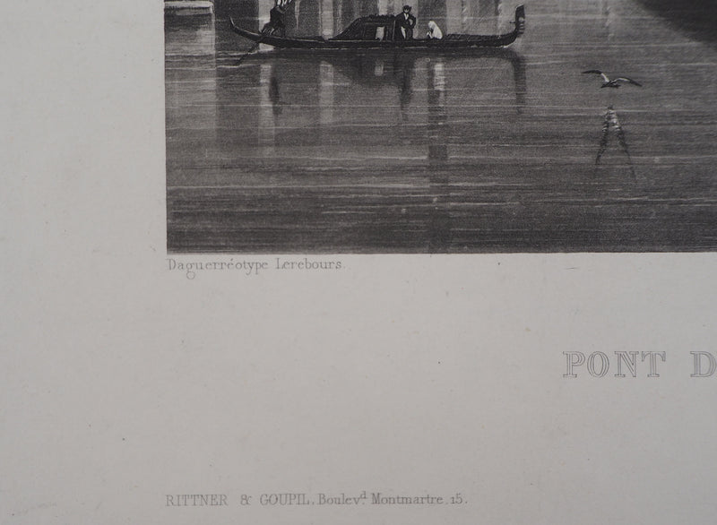 Frédéric MARTENS : Pont du Rialto à Venise - Gravure (détail)