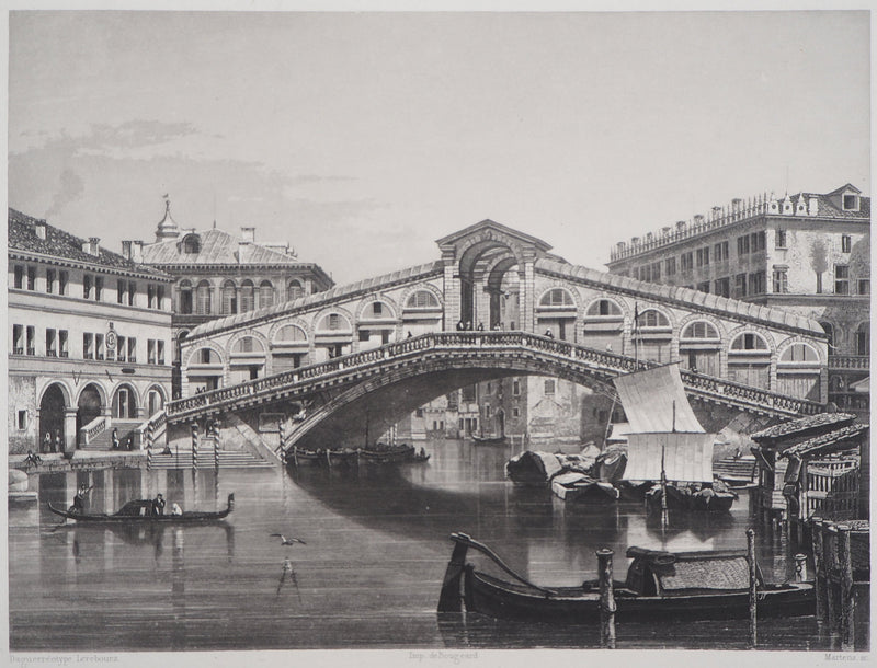 Frédéric MARTENS : Pont du Rialto à Venise - Gravure (détail)