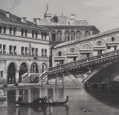 Frédéric MARTENS : Pont du Rialto à Venise - Gravure (détail)