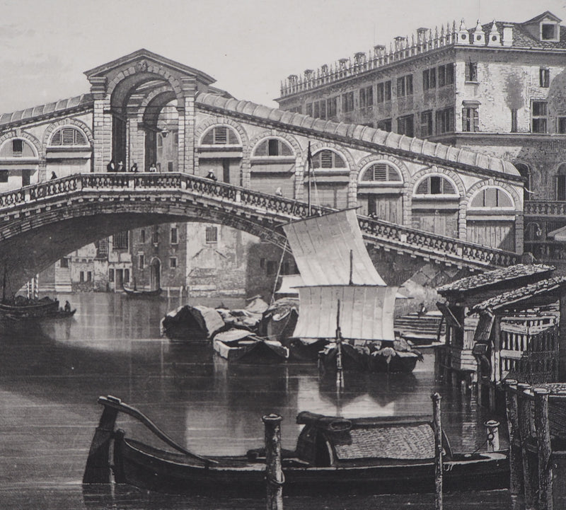 Frédéric MARTENS : Pont du Rialto à Venise - Gravure (détail)
