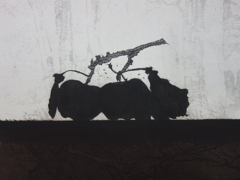 Philippe MARTIN : Deux pommes - Gravure (détail)