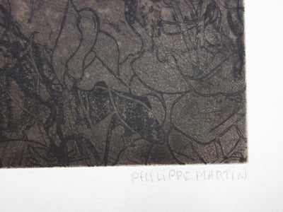 Philippe MARTIN : Deux pommes - Gravure (détail)