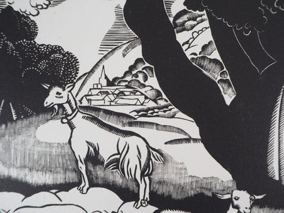 AM MARTIN : La ferme aux Trois Normandes - 1929 - Gravure sur bois (détail)