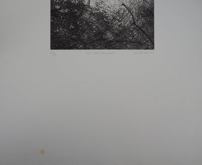 Philippe MARTIN : Les trois bouleaux - Gravure (détail)