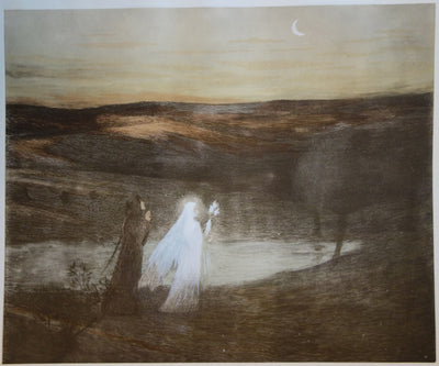 Henri MARTIN : Dante rencontre Béatrix - Lithographie
