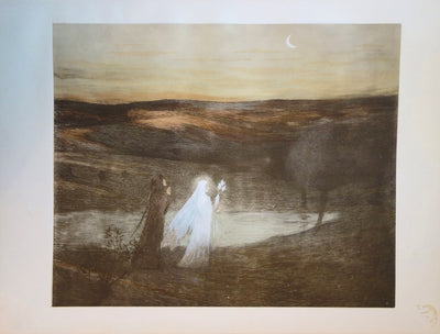 Henri MARTIN : Dante rencontre Béatrix - Lithographie (détail)