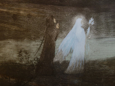 Henri MARTIN : Dante rencontre Béatrix - Lithographie (détail)
