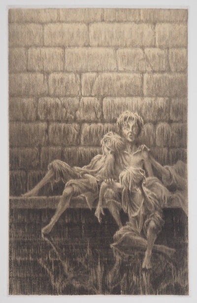 Jean-Michel MATHIEUX-MARIE : Abri de nuit - Gravure