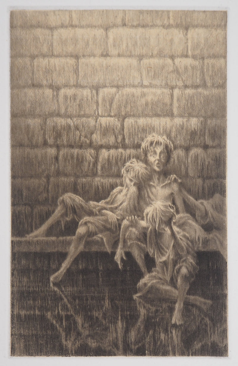 Jean-Michel MATHIEUX-MARIE : Abri de nuit - Gravure