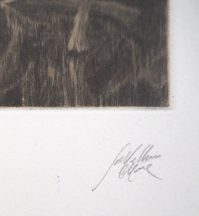 Jean-Michel MATHIEUX-MARIE : Abri de nuit - Gravure (détail)