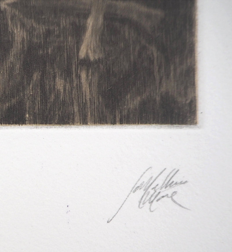 Jean-Michel MATHIEUX-MARIE : Abri de nuit - Gravure (détail)