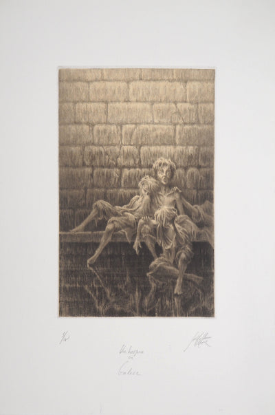Jean-Michel MATHIEUX-MARIE : Abri de nuit - Gravure (détail)