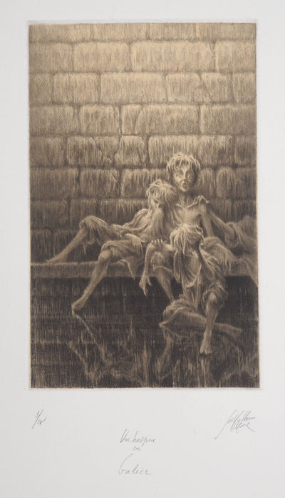 Jean-Michel MATHIEUX-MARIE : Abri de nuit - Gravure (détail)