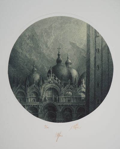 Jean-Michel MATHIEUX-MARIE : La Basilique de Saint Marc, Venise - Gravure