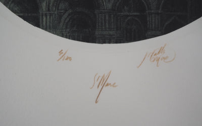 Jean-Michel MATHIEUX-MARIE : La Basilique de Saint Marc, Venise - Gravure (détail)