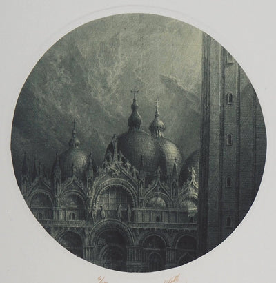 Jean-Michel MATHIEUX-MARIE : La Basilique de Saint Marc, Venise - Gravure (détail)