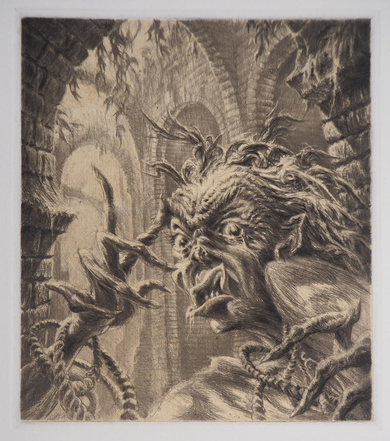 Jean-Michel MATHIEUX-MARIE : Canèphore de cauchemar - Gravure