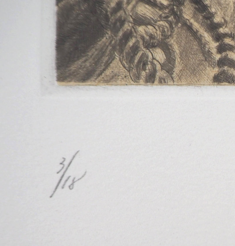 Jean-Michel MATHIEUX-MARIE : Canèphore de cauchemar - Gravure (détail)