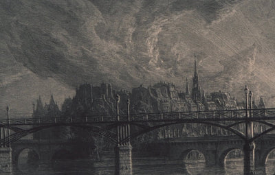 Jean-Michel MATHIEUX-MARIE : Île de la Cité, Paris - Gravure (détail)