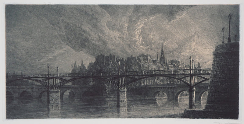 Jean-Michel MATHIEUX-MARIE : Île de la Cité, Paris - Gravure (détail)