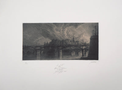 Jean-Michel MATHIEUX-MARIE : Île de la Cité, Paris - Gravure (détail)
