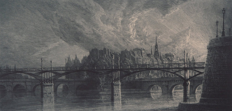 Jean-Michel MATHIEUX-MARIE : Île de la Cité, Paris - Gravure (détail)