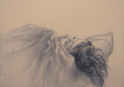 Jean-Michel MATHIEUX-MARIE : Jeune fille en rêve - Gravure (détail)
