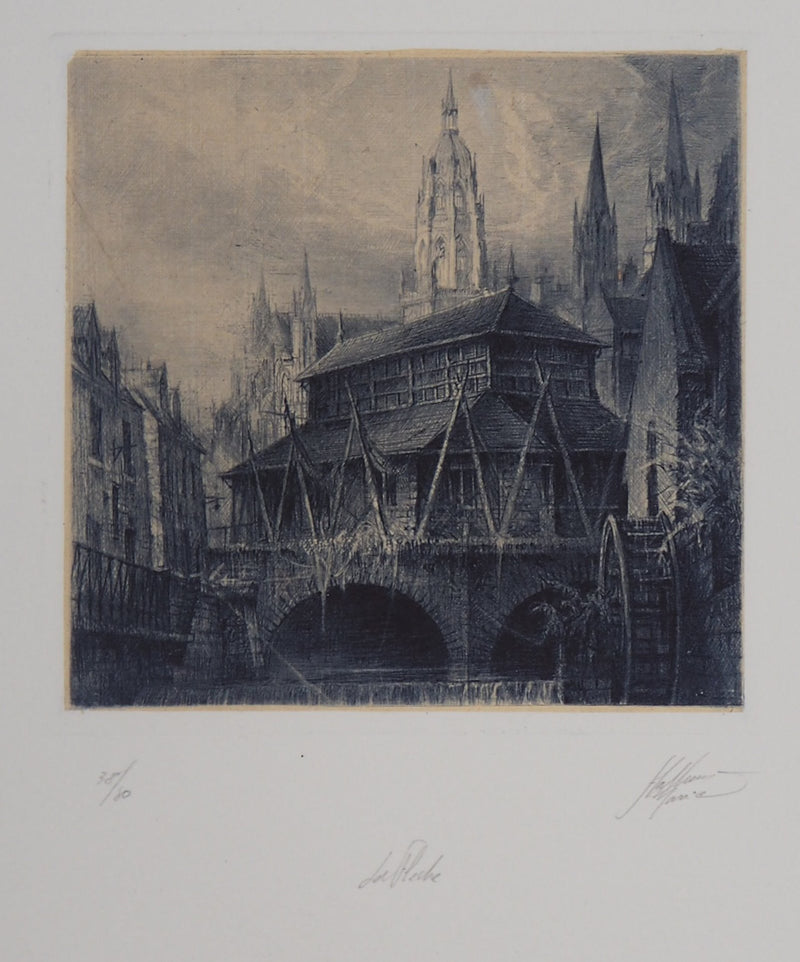 Jean-Michel MATHIEUX-MARIE : La Flèche - Gravure (détail)