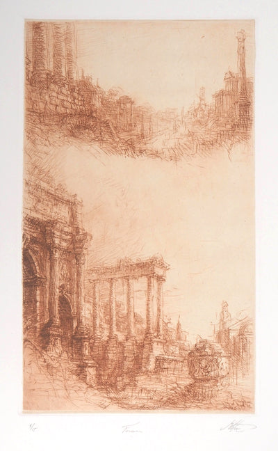 Jean-Michel MATHIEUX-MARIE : Forum romain - Gravure (détail)
