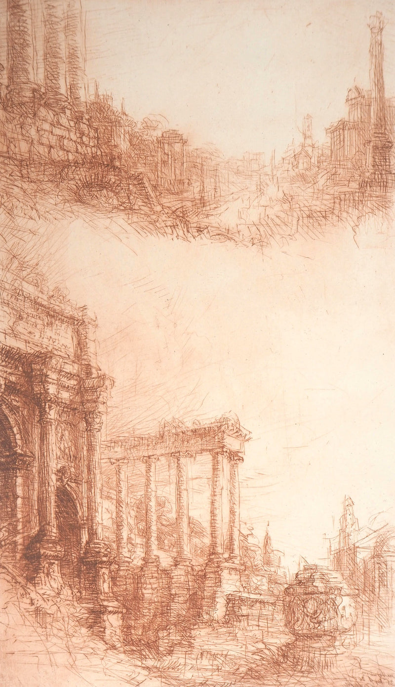 Jean-Michel MATHIEUX-MARIE : Forum romain - Gravure (détail)